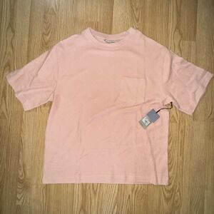 Amongst Others Shirt Texture Short Sleeve Crew Neck Mens Large Pink